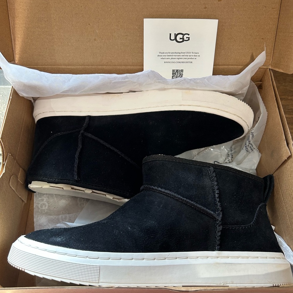 UGG Black Ankle Boots with White Sole - Picture 8 of 16